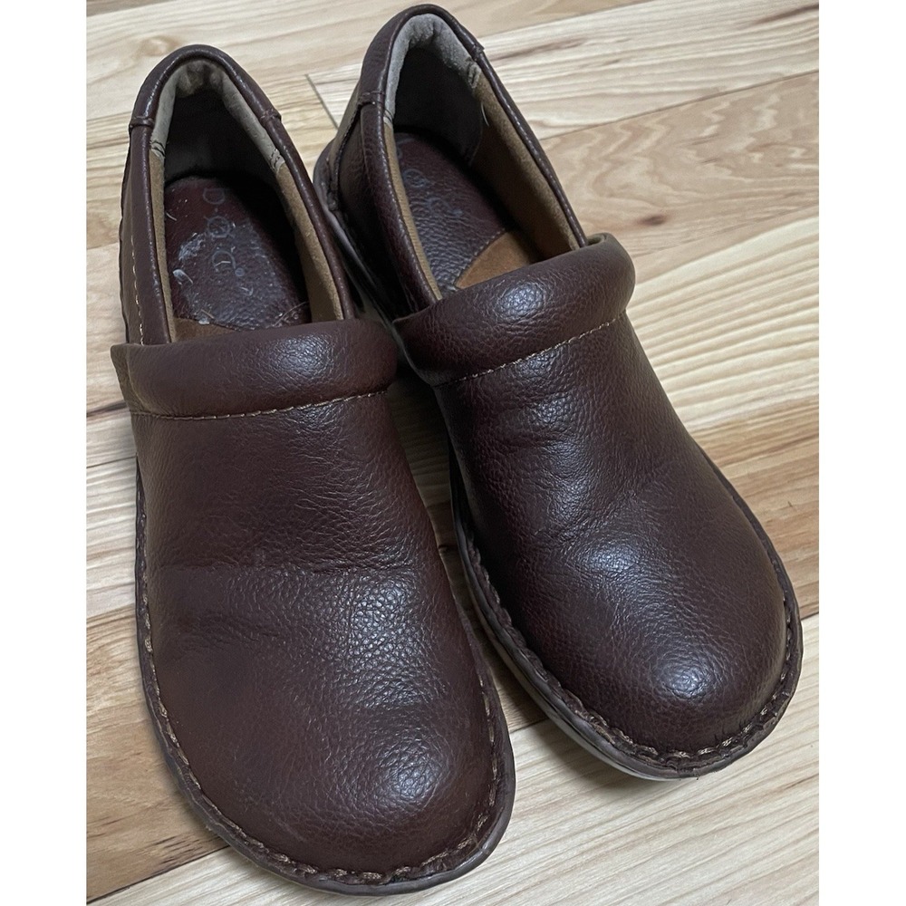 BOC Peggy Clogs Women's Brown Pebbled Leather Slip on Shoes Comfort Basic Sz 7
